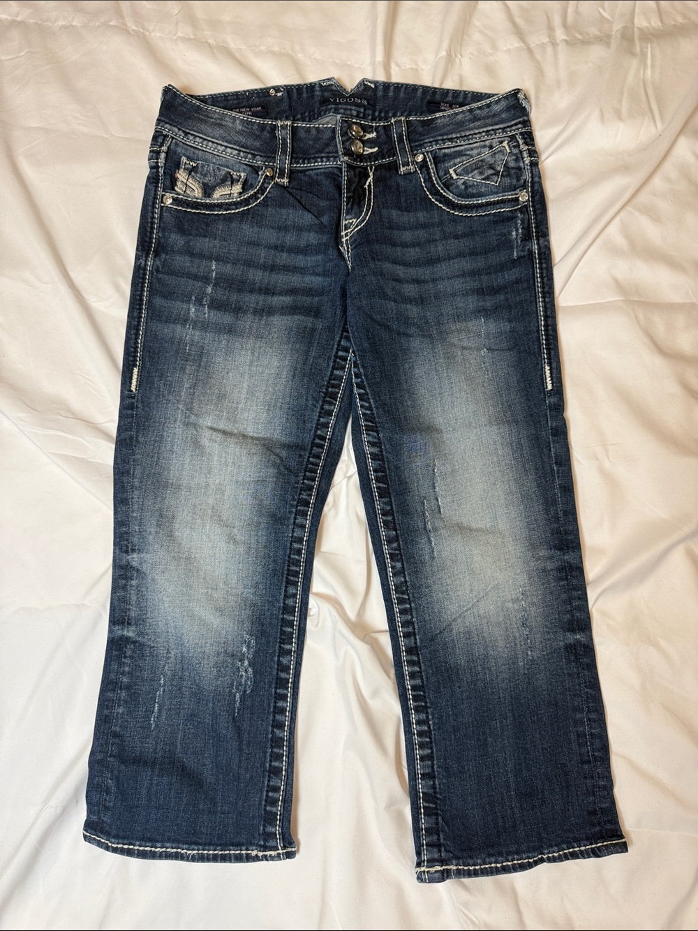 Vigoss Women's Faded Dark Blue Boot Cut Jeans